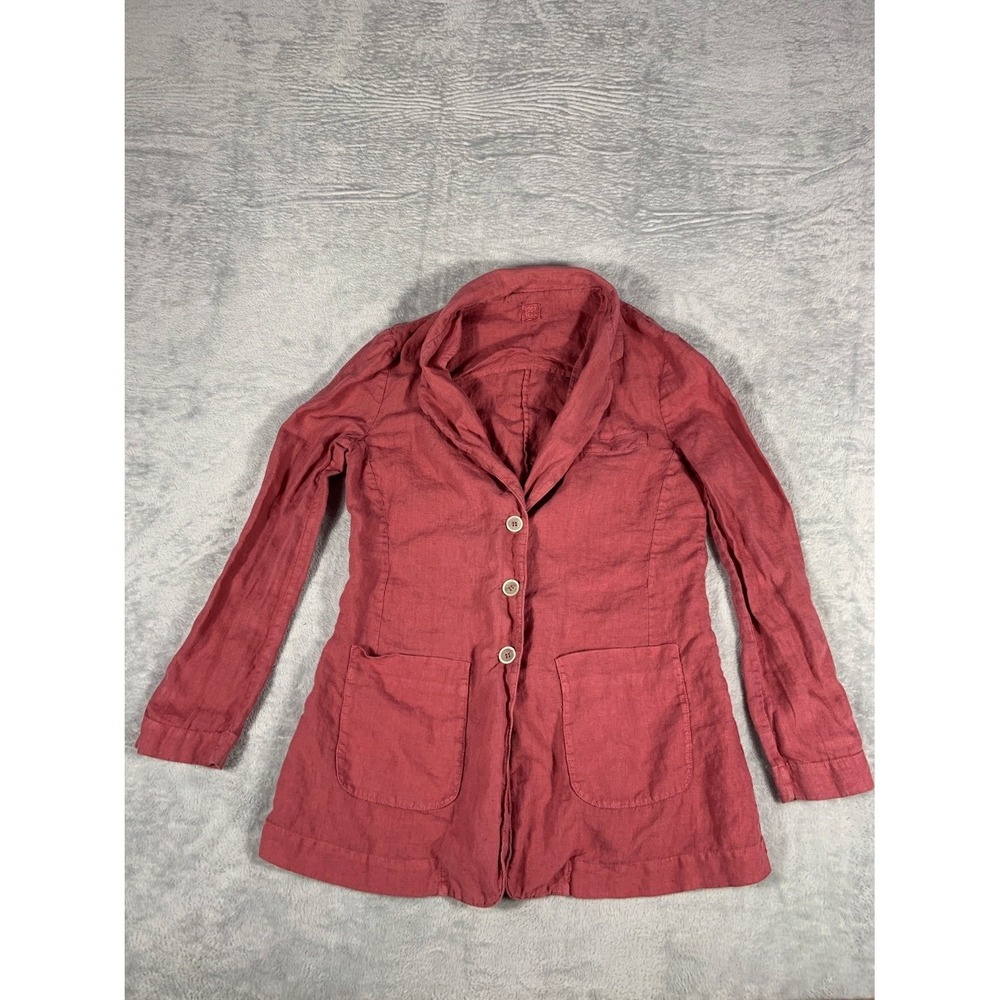 120% Lino Womens Linen Blazer Jacket Size IT 44 US M Dusty Rose Pink 14